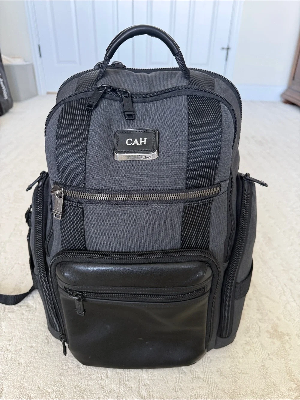 TUMI Bravo Deluxe Backpack Black Ballistic Nylon Leather Laptop Travel Bag 17”